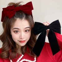 Double layer Bow Hairpin Velvet Bow With Clip Women Girls Elegant Bow Tie Hairpins Vintage Temperament Bow Hair Clip