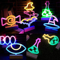 Candy Neon Sign แบตเตอรี่ USB LED Neon Light Xmas Party ตกแต่งวันหยุด Night ไฟค้างคาวแม่มดตกแต่งฮาโลวีน Skull Neon Lamp