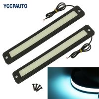 YCCPAUTO High Power COB DRL Waterproof LED Daytime Running Lights Flexible Straight Driving Lamp White Ice Blue 225x32mm 2pcs Power Points  Switches S