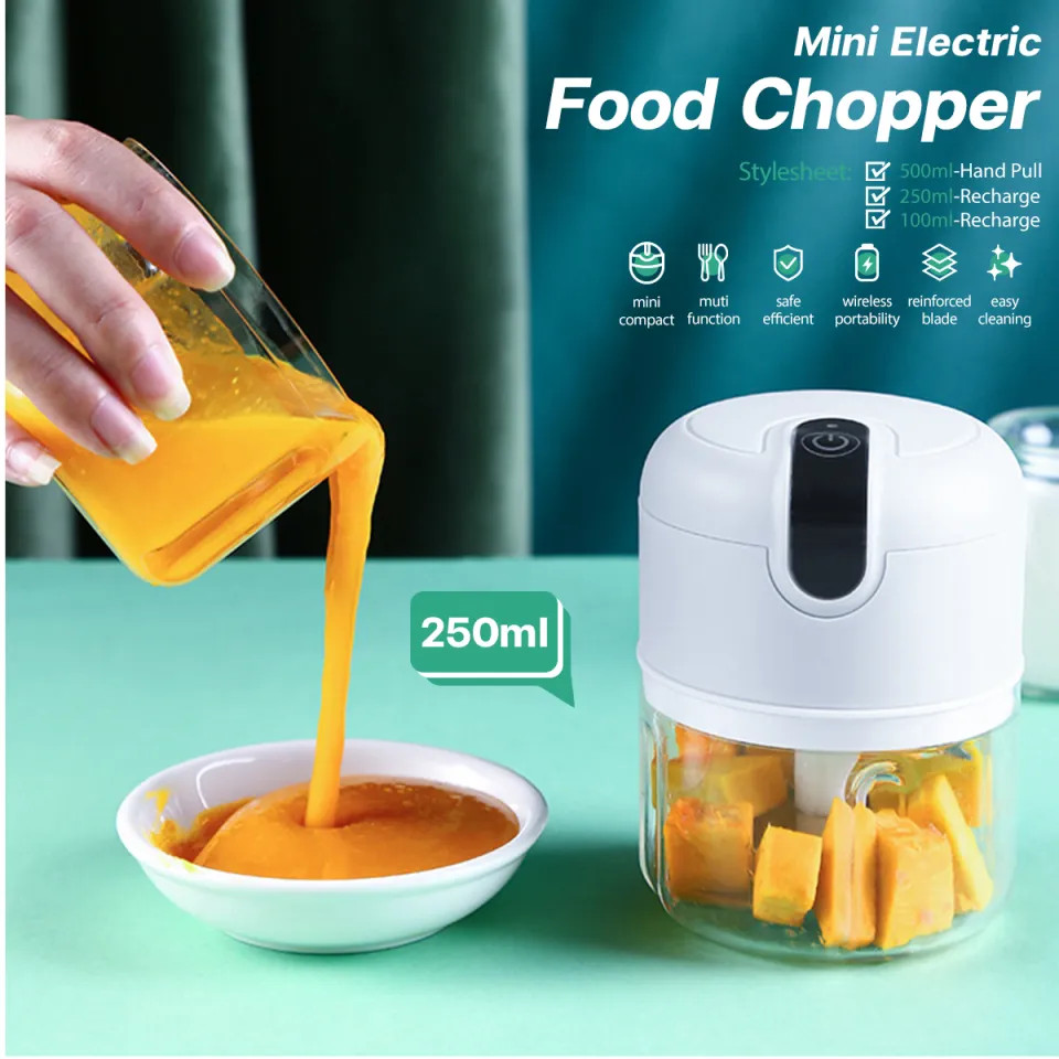 250ML Mini Electric Food Chopper Multifunctional Portable Cordless Garlic  Ginger Food Processor 