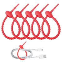 Silicone Zip Ties 15cm/5.9inch Silicone Cable Straps Reusable Wire Ties Multi Purpose Elastic Charging Cable Organizer Travel Cable Management