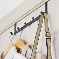 5 Hooks Over-The-Door Hook Holder Metal Hanging Rack perforated-free hanger For Clothes Towels Shoes Hats Caps