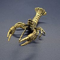 Simulation Animal Figurines Solid Brass Crayfish Miniatures Desktop Ornament Modern Fish Tank Decoration Accessories Lobster Toy