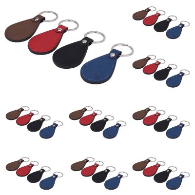 Leather Key Fobs Blanks with Key Rings for DIY Laser Engraving Supplies Gifts 4 Colors