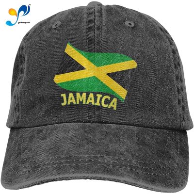 Denim Cap Retro Wave Jamaican Flag Jamaican Pride Baseball Dad Cap Adjustable Classic Sports For Men Women Hat