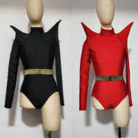 Black Red Exaggerated Shrug Bodysuit Nightclub Bar Dj Wear Stage Performance Clothes Pole Dance Clothing Gogo Costume XS3190