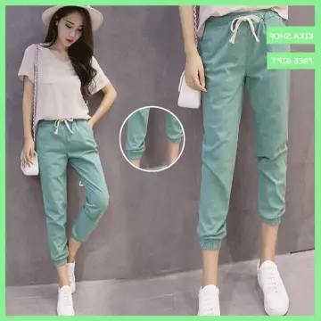 Women Cropped Trousers Linen Short Wide Leg Pants Ladies Capri Pants Korean  Style Elastic Waist Loose Casual Pants | Lazada