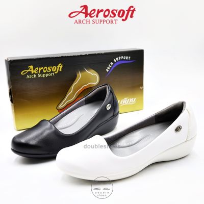 Aerosoft รองเท้าพยาบาล รองเท้าหนัง รุ่น CW3133 สีขาว / สีดำ