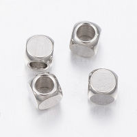 100pc 304 Stainless Steel Beads Cube Stainless Steel Color 3x3x3mm Hole: 2mm