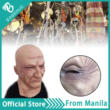 US Cosplay Bald Old Man Creepy Wrinkle Face Mask Halloween Party