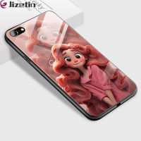 Jizetin เคสใส่โทรศัพท์กระจกกันกระแทกสำหรับ iPhone 7 7พลัส iPhone 8 8 Plus iPhone SE 2020 SE 2022 3D รอยยิ้มชุดเจ้าหญิงที่กระจกเทมเปอร์ฝาครอบที่อยู่อาศัย