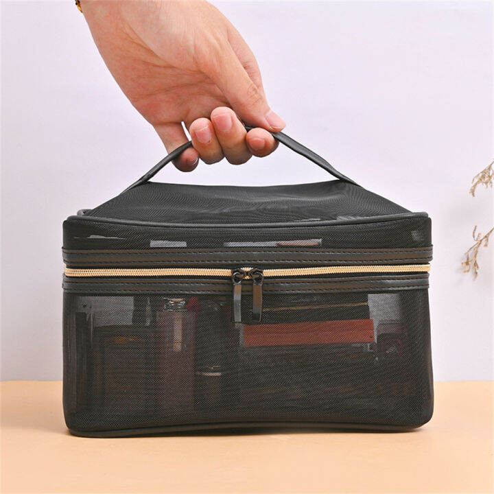 2022-new-storage-beauty-case-black-travel-makeup-cosmetic-organizer-wash-bag-simple-mesh-women