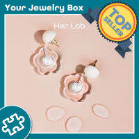 Her Lab Jewelry | ต่างหูมุกหวานเรซิ่นใสต่างหูโปร่งแสงจี้ดอกไม้สำหรับผู้หญิงของขวัญวันวาเลนไทน์ ส่งเสริมการขาย พื้นฐาน ป้องกัน