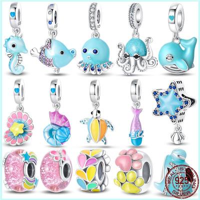 Original 100% s925 Sterling Silver Luminous Octopus Ocean Series Charms Fit Pandora Bracelet DIY Beads Ms Jewelry Gift New in