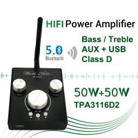 TPA3116D2 2*50W บลูทูธ5.0เครื่องขยายเสียงเสียงสเตอริโอระดับ Hifi D TPA3116ดิจิตอล USB ควอไลเซอร์เพลงมินิแอมป์