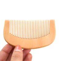 DDFHLPJ-1pc 8.7cm Natural Peach Wood Thickened Curved Pocket Hair Comb Massage Anti-Static Fine-Tooth Salon Styling Tool Hairdressing Ba