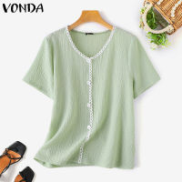 VONDA เสื้อเย็บ Brukat Kancing ลำลองผู้หญิงคอกลมเสื้อหนา (ลำลองเกาหลี) #2