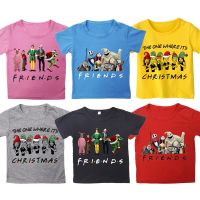 Friends Merry Christmas Print T Shirts for Kids Cartoon Anime T-shirts Toddler Boys Girls Tshirts Camiseta Children Streetwear