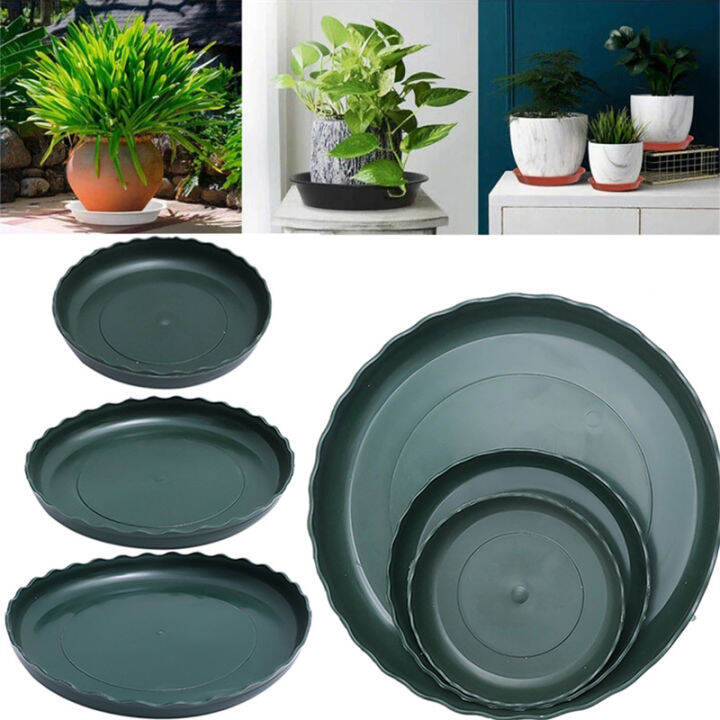 Flower Pot Trays Resin Round Flowerpot Base 3 Size Durable Plant Saucer