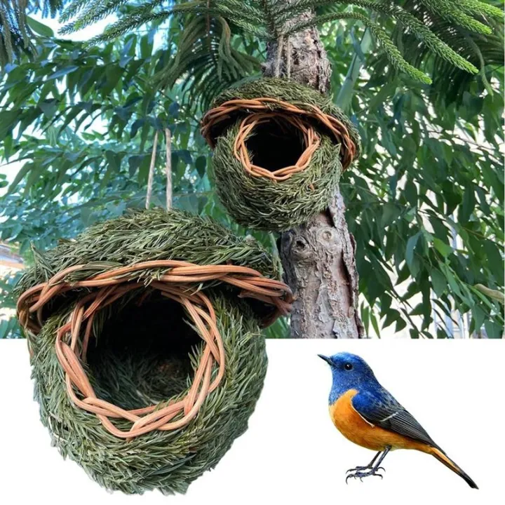 Natural Bird Cage Outdoor Birds Nest Woven Hanging Shelter Bird Houses