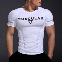 Workout Clothes Mens Quick-Drying Breathable Short Sleeves Sport Running Training High Elastic Tights Sports Fitness Wear Printing Fashion T 85ib g