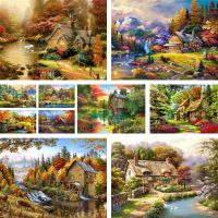 【hot】 Landscape Cartoon Embroidery Knitting Painting Needlework Handiwork Sales Stamped Room