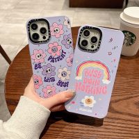 Casetify เคสโทรศัพท์ซิลิโคน ผ้าสักหลาด ลายดอกไม้ สีรุ้ง กันกระแทกสี่มุม สําหรับ iPhone 14 13 12 11 Pro MAX IX XS MAX XR 6 7 8 Plus