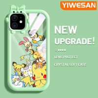 YIWESAN เคสสำหรับ iPhone 11 11 Pro 11 Pro Max,เคสการ์ตูนน่ารักๆลายโปเกมอนมอนมอนมอนมอนน้อยมอนมอนมอนสเตอร์ตัวน้อยผูกโบว์แบบนิ่มทนต่อการขัดถูเคสโทรศัพท์โปร่งใส TPU ซิลิกาเจลเลนส์กล้องถ่ายรูปฝาครอบป้องกัน