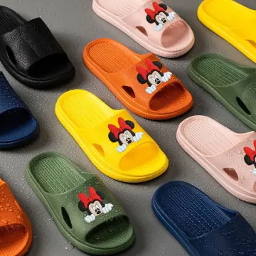 Disney Mickey Mouse Men Women Casual Slippers Cute Cartoon Indoor Bathroom  Slipper Non-slip Ladies Summer