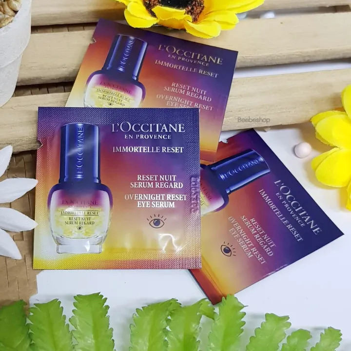 L'Occitane overnight reset eye serum 1ml เซรั่มบำรุงผิวรอบดวงตา แบบซองขนาดทดลอง 10/2021 Lazada