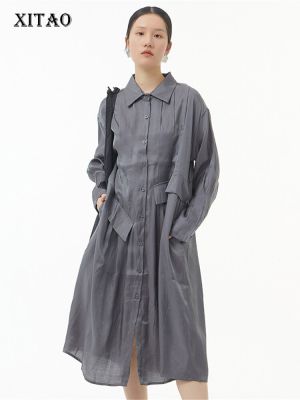 XITAO Dress Casual Womens Clothing Loose Fashion Temperament Shirt Dress