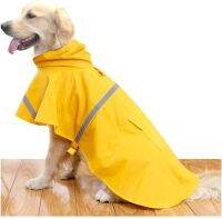 ATUBAN Large Dog Raincoat Ajustable Pet Waterproof Clothes Lightweight Rain Jacket Poncho Hoodies with Strip Reflective