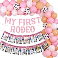 Sursursurprise First Rodeo Birthday Party Decorations Girl Pink, My First Rodeo Party Decoration, Western Cowgirl Birthday Balloon Garland Kit Photo Banner For 1st Birthday Party Decor Girl ซื้อทันทีเพิ่มลงในรถเข็น