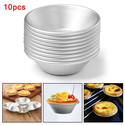 【hot】 10pcs Egg Tart Mold Aluminum Alloy Cup Cakes Mould Pastry Dessert Baking Pan