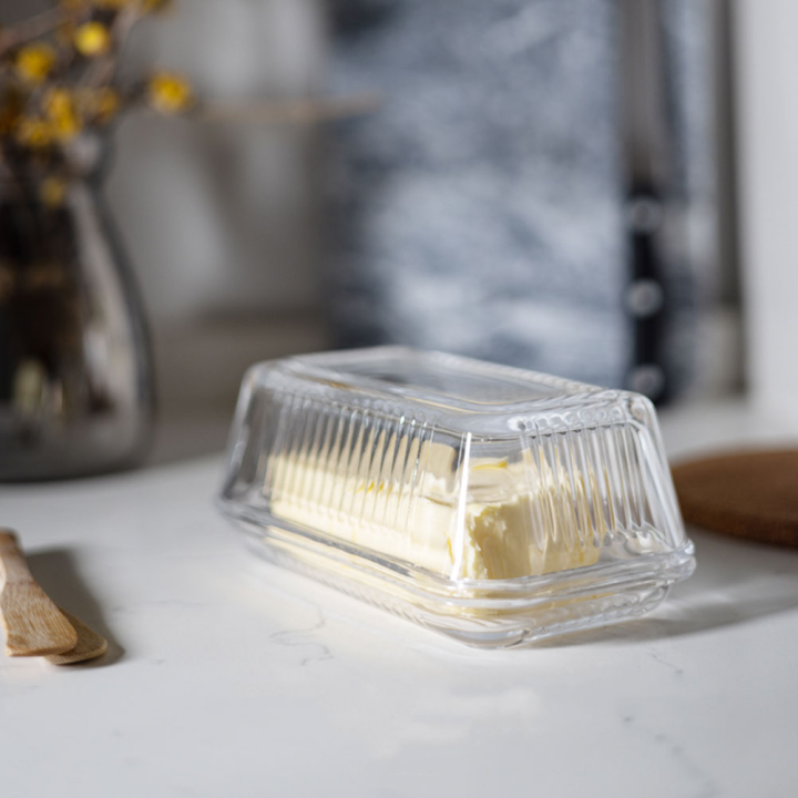 1-set-glass-butter-tray-butter-box-dust-proof-covered-cake-tray-transparent