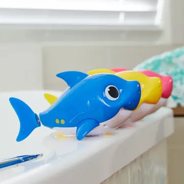 Toddler Bath Toys Cute Cartoon Swimming Shark Clockwork Wagging Tail  Rotating Device Beach Baby Bath Tub Wind Up Toy