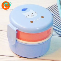 ?【Lowest price】YKS 540ml กล่องอาหารกลางวันญี่ปุ่น double-Layer round MINI Bento Box กล่องผลไม้เด็ก