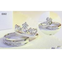 [Buy 1 take 1 ] 2PcsSet Couple Rings Jewellery 925 Silver Free Size Lovers Rings + Free Gift Box