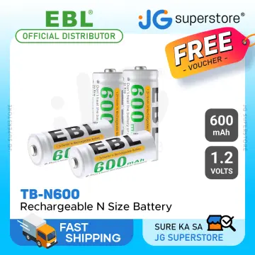 EBL 2-Pack 6F22 9V Battery 600mAh Lithium-ion Rechargeable Batteries