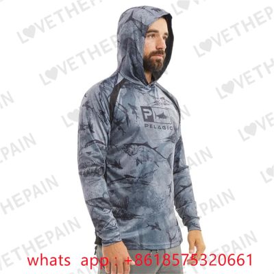 【CC】 Pelagic Fishing Shirts Outdoor Men Sleeve T Shirt Protection Breathable Hooded Angling Clothing