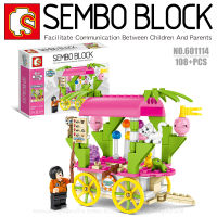 บล็อกตัวต่อรถเข็นร้านค้า พร้อมมินิฟิกเกอร์ 1 ตัว SEMBO BLOCK 601114 จำนวน 108 ชิ้น