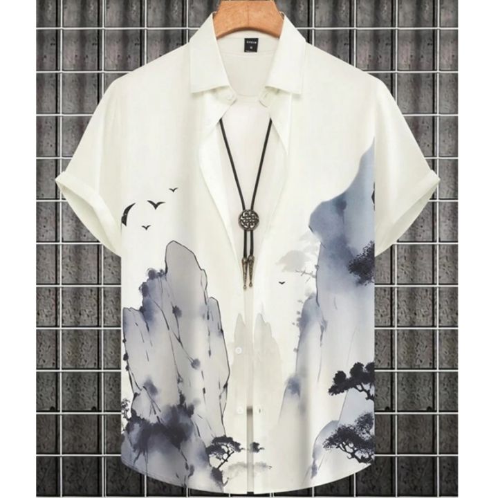 เสื้อฮาวายใหม่สำหรับผู้ชายเสื้อโอเวอร์ไซส์พิมพ์ลายดอกไม้ผีเสื้อ3d-สำหรับผู้ชายเสื้อผ้าปาร์ตี้แขนสั้นชายหาดคุณภาพสูง