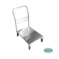 CMS รถเข็น stainless steel cart รถเข็นสเตนเลส รถเข็นเอนกประสงค์ ขนาด 50 * 70 ซม. ด้ามเข็นสูง 80 ซม.  ล้อขนาด 4 นิ้ว.