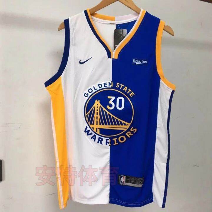 Men's 2023NBA Golden State Warriors Stephen Curry Splice Blue and White