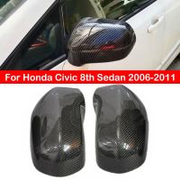 ฝาครอบกระจกมองหลังรถยนต์สำหรับ Honda Civic 8Th รถเก๋ง2006-2011หมวกแก๊ปมีปีกประตูด้านนอกวิวเคสด้านหลังขอบคาร์บอนไฟเบอร์