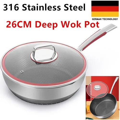 Extra Large Premium 316 Stainless Steel Non stick Honey Comb Wok