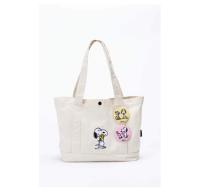 STOCK Japanese magazine style canvas bag cute large capacity cartoon student class bag embroidery exquisite badge handbag