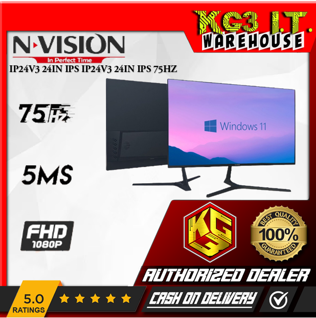 Nvision IP24V3 24in IPS 75hz Frameless Gaming Monitor | Lazada PH