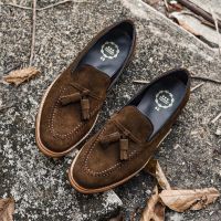 Exclusive Tassel Loafer Suede Lamb Khaki Tassel Loafer หนังกลับแกะสี Khaki