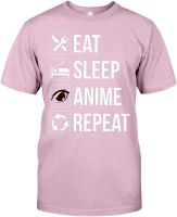 Gift for Christmas Anime Eat Sleep Anime Repeat T-Shirt, Pullover Hoodie, Long Sleeve, Swearshirt Black